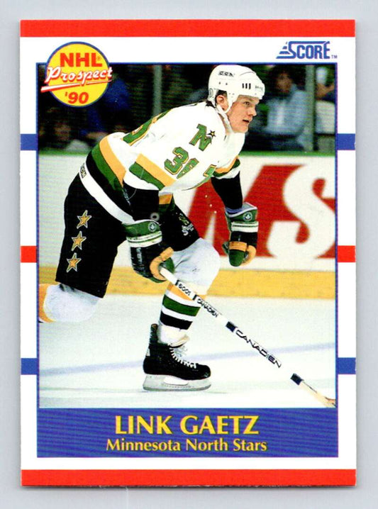 1990-91 Score American #411 Link Gaetz  RC Rookie Minnesota North Stars  Image 1