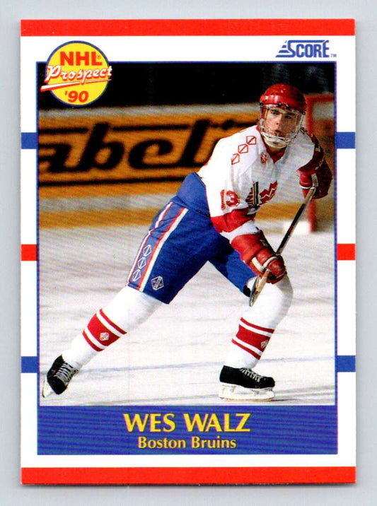 1990-91 Score American #418 Wes Walz  RC Rookie Boston Bruins  Image 1