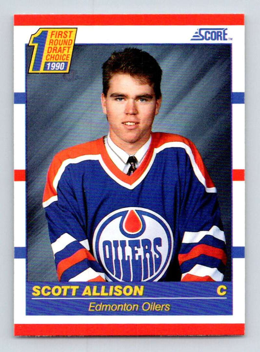 1990-91 Score American #424 Scott Allison  RC Rookie Edmonton Oilers  Image 1