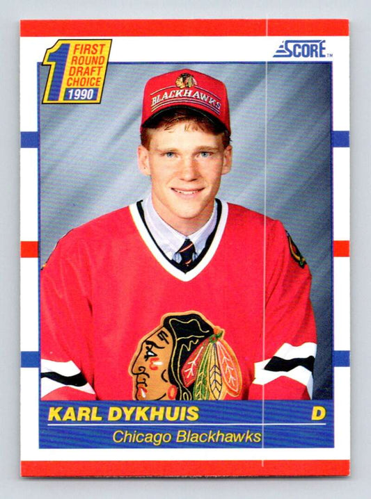 1990-91 Score American #437 Karl Dykhuis  RC Rookie Chicago Blackhawks  Image 1