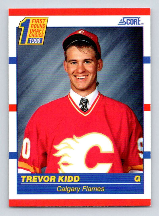1990-91 Score American #438 Trevor Kidd  RC Rookie Calgary Flames  Image 1