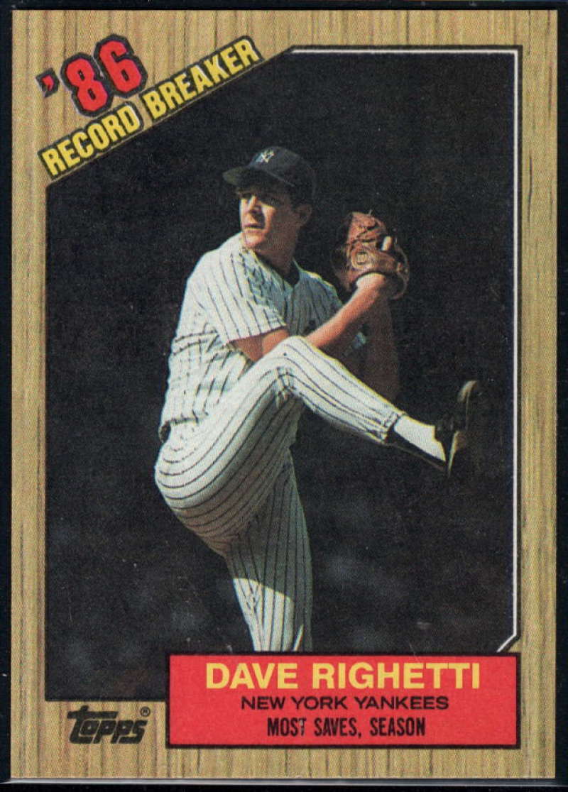 1987 Topps #5 Dave Righetti Yankees RB Image 1