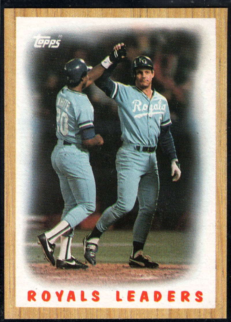 1987 Topps #256 George Brett/Frank White Royals Royals Leaders Image 1