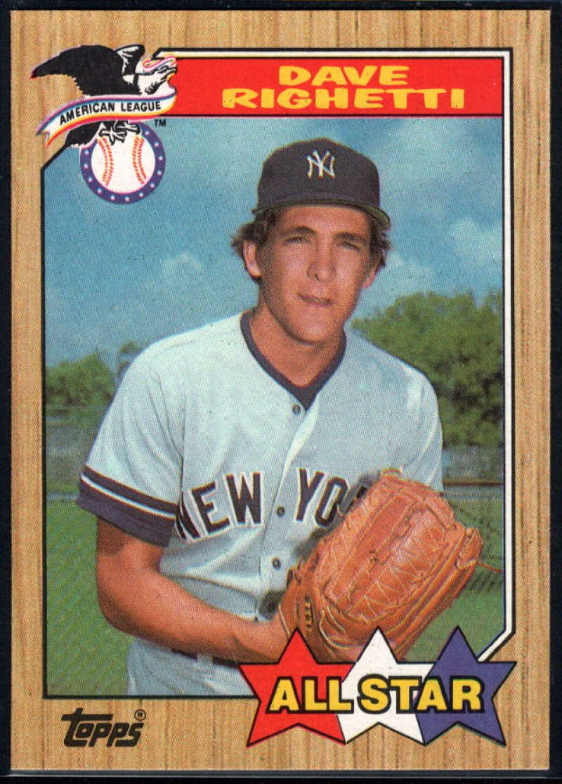 1987 Topps #616 Dave Righetti Yankees AS Image 1