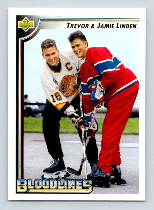 1992-93 Upper Deck Hockey  #38 Trevor Linden/Jamie Linden  Vancouver Canucks  Image 1