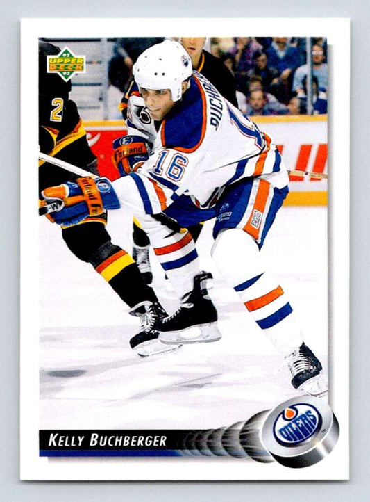 1992-93 Upper Deck Hockey  #123 Kelly Buchberger  Edmonton Oilers  Image 1