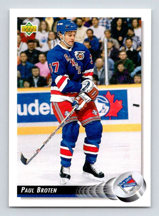 1992-93 Upper Deck Hockey  #148 Paul Broten  New York Rangers  Image 1