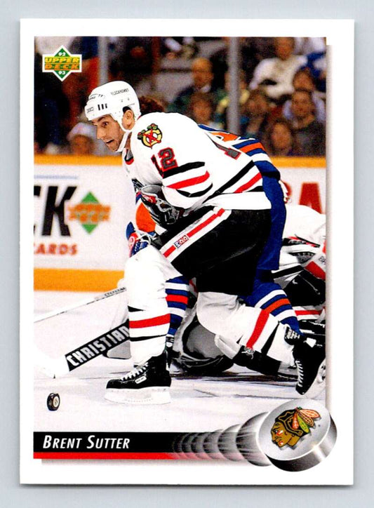 1992-93 Upper Deck Hockey  #199 Brent Sutter  Chicago Blackhawks  Image 1