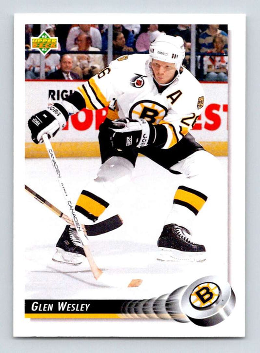 1992-93 Upper Deck Hockey  #244 Glen Wesley  Boston Bruins  Image 1