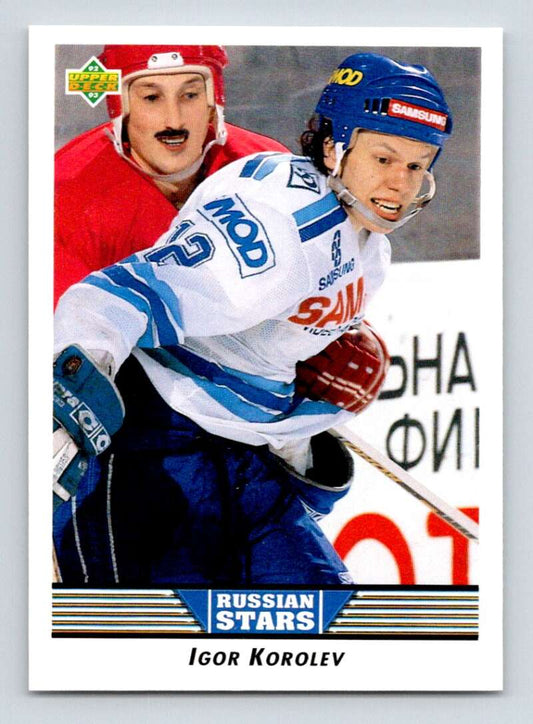 1992-93 Upper Deck Hockey  #338 Igor Korolev RS  RC Rookie St. Louis Blues  Image 1
