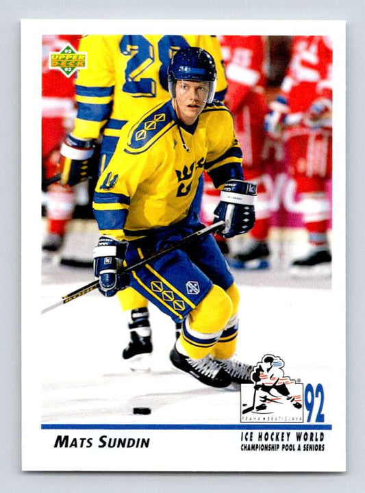1992-93 Upper Deck Hockey  #374 Mats Sundin  Quebec Nordiques  Image 1