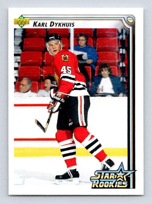 1992-93 Upper Deck Hockey  #404 Karl Dykhuis SR  RC Rookie Chicago Blackhawks  Image 1