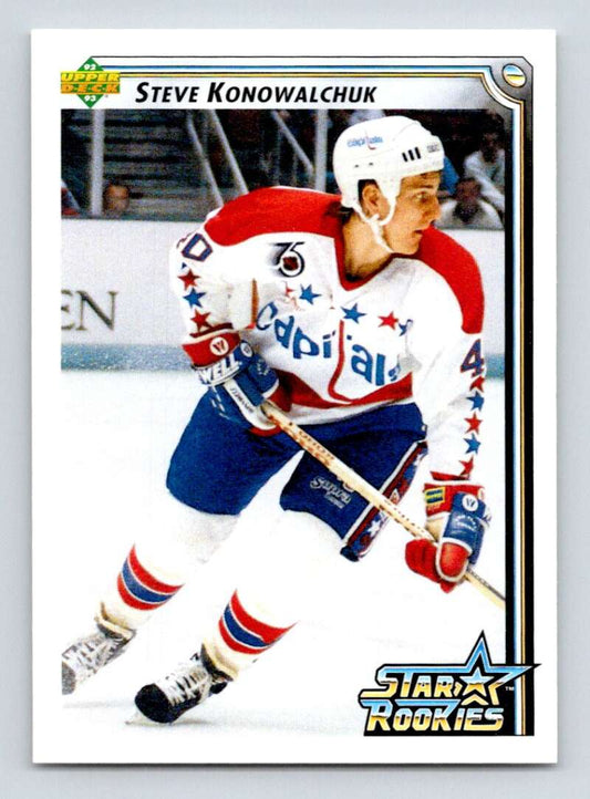1992-93 Upper Deck Hockey  #418 Steve Konowalchuk SR RC Rookie Capitals  Image 1