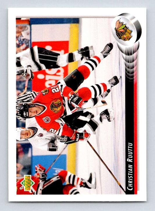 1992-93 Upper Deck Hockey  #446 Christian Ruuttu  Chicago Blackhawks  Image 1