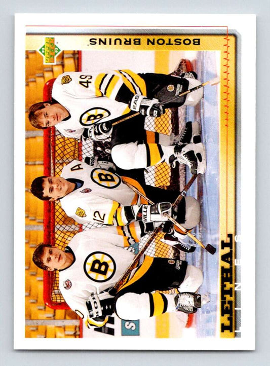 1992-93 Upper Deck Hockey  #455 Oates/Kvartalnov/Juneau LL Bruins  Image 1