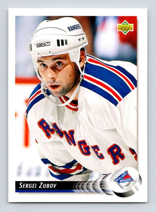 1992-93 Upper Deck Hockey  #516 Sergei Zubov  RC Rookie New York Rangers  Image 1