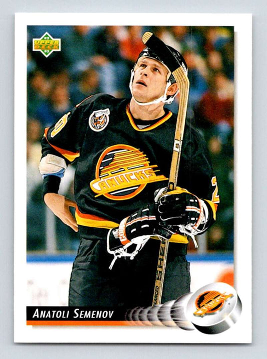1992-93 Upper Deck Hockey  #535 Anatoli Semenov  Vancouver Canucks  Image 1