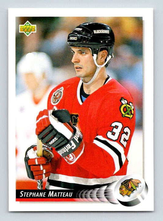 1992-93 Upper Deck Hockey  #540 Stephane Matteau  Chicago Blackhawks  Image 1