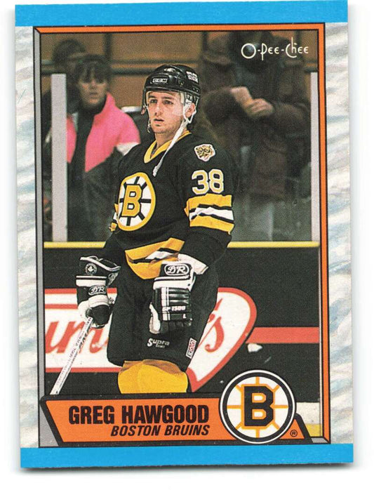 1989-90 O-Pee-Chee #81 Greg Hawgood  RC Rookie Boston Bruins  Image 1