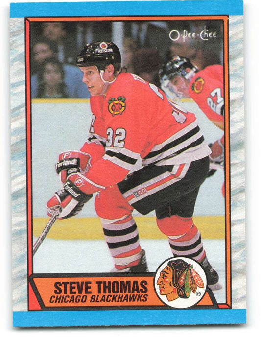 1989-90 O-Pee-Chee #82 Steve Thomas  Chicago Blackhawks  Image 1