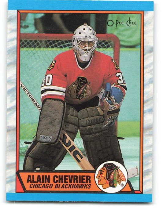 1989-90 O-Pee-Chee #132 Alain Chevrier  Chicago Blackhawks  Image 1