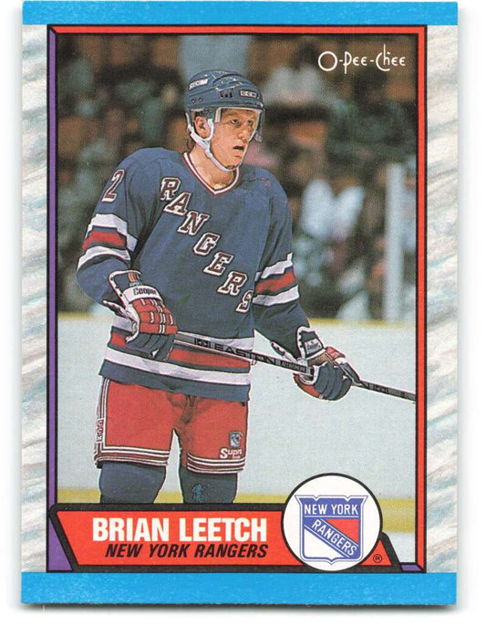1989-90 O-Pee-Chee #136 Brian Leetch  RC Rookie New York Rangers  Image 1