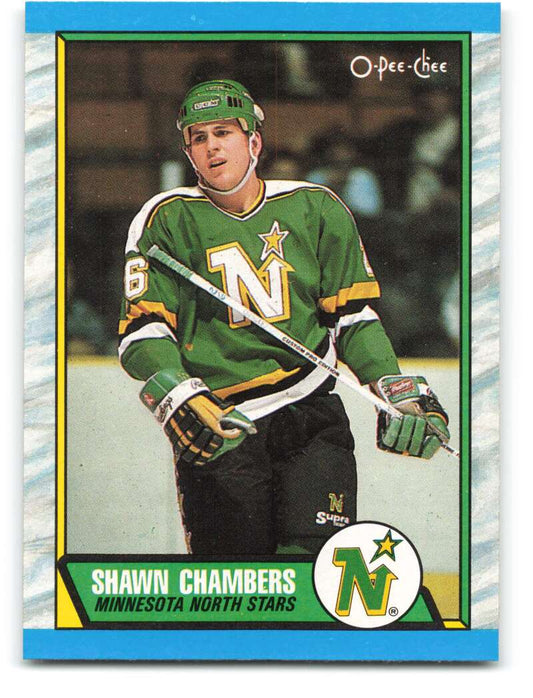 1989-90 O-Pee-Chee #142 Shawn Chambers  RC Rookie Minnesota North Stars  Image 1