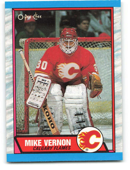 1989-90 O-Pee-Chee #163 Mike Vernon  Calgary Flames  Image 1