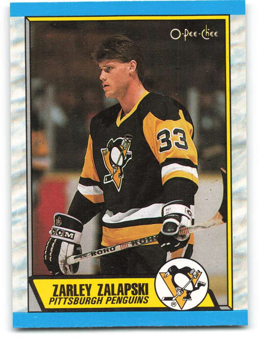 1989-90 O-Pee-Chee #168 Zarley Zalapski  RC Rookie Pittsburgh Penguins  Image 1