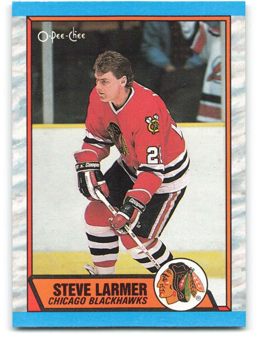 1989-90 O-Pee-Chee #179 Steve Larmer  Chicago Blackhawks  Image 1