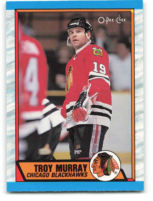 1989-90 O-Pee-Chee #219 Troy Murray  Chicago Blackhawks  Image 1