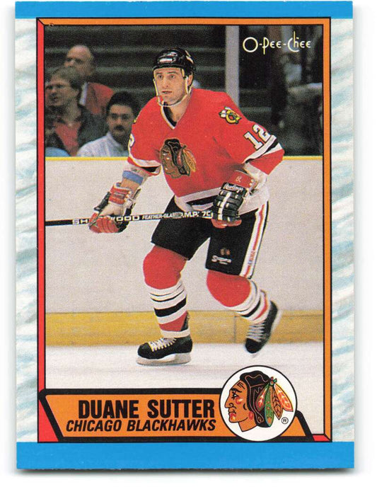 1989-90 O-Pee-Chee #221 Duane Sutter  Chicago Blackhawks  Image 1