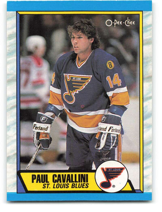 1989-90 O-Pee-Chee #269 Paul Cavallini  RC Rookie St. Louis Blues  Image 1