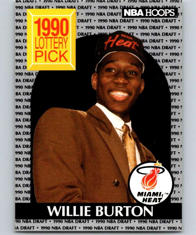 1990-91 Hopps Basketball #398 Willie Burton  RC Rookie Miami Heat  Image 1