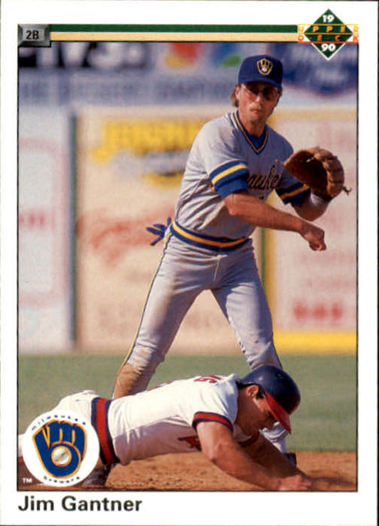 1990 Upper Deck Baseball #218 Jim Gantner  Milwaukee Brewers  Image 1