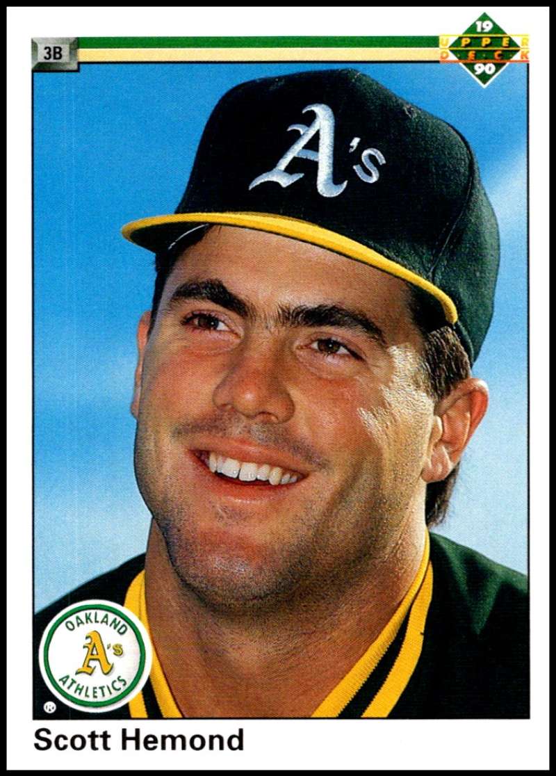 1990 Upper Deck Baseball #727 Scott Hemond  RC Rookie Oakland Athletics  Image 1