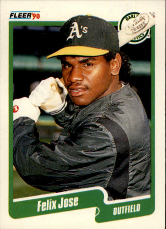 1990 Fleer Baseball #13 Felix Jose  Oakland Athletics  Image 1