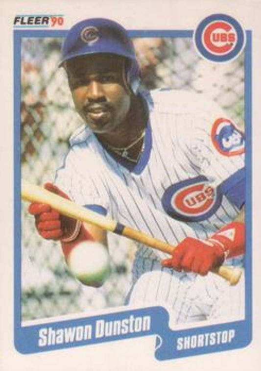 1990 Fleer Baseball #30 Shawon Dunston  Chicago Cubs  Image 1
