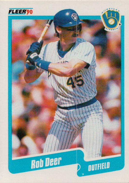 1990 Fleer Baseball #320 Rob Deer  Milwaukee Brewers  Image 1
