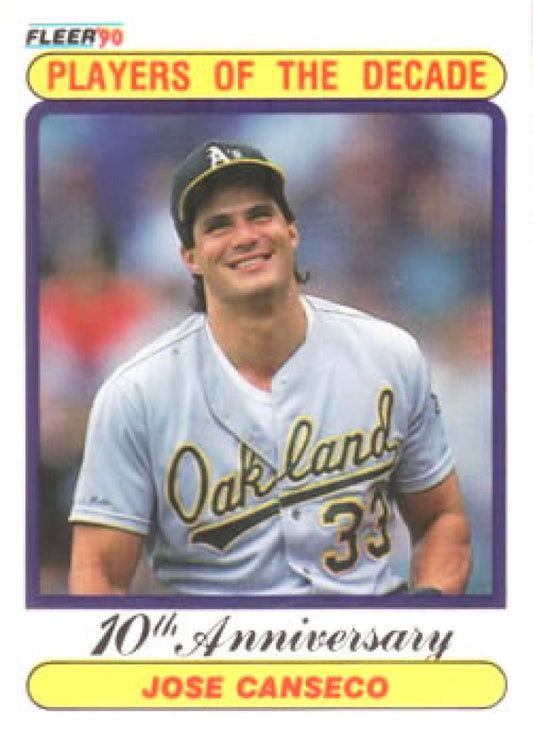 1990 Fleer Baseball #629 Jose Canseco 1988 UER  Oakland Athletics  Image 1