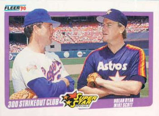 1990 Fleer Baseball #636 Nolan Ryan/Mike Scott 300 Strikeout Club   Image 1