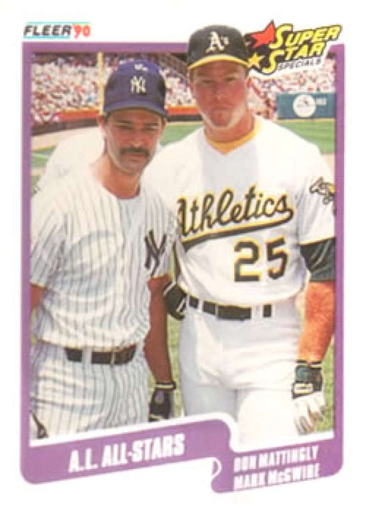 1990 Fleer Baseball #638 Don Mattingly/Mark McGwire A.L. All-Stars   Image 1