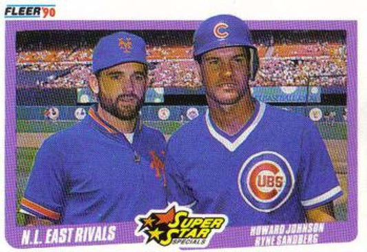 1990 Fleer Baseball #639 Howard Johnson/Ryne Sandberg N.L. East Rivals   Image 1