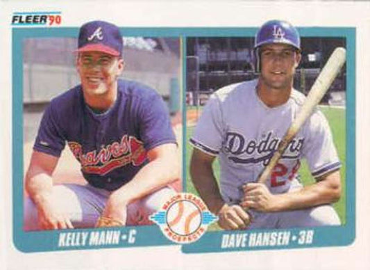 1990 Fleer Baseball #642 Kelly Mann/Dave Hansen  RC Rookie Braves/Dodgers  Image 1