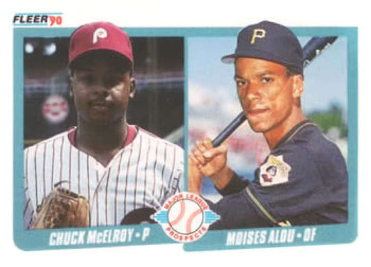 1990 Fleer Baseball #650 Chuck McElroy/Moises Alou  RC Rookie Pirates/Phillies  Image 1