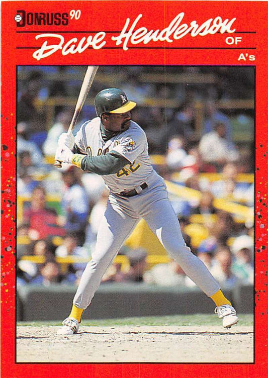 1990 Donruss Baseball  #243 Dave Henderson  Oakland Athletics  Image 1