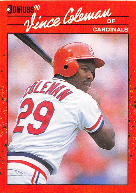 1990 Donruss Baseball  #279 Vince Coleman  St. Louis Cardinals  Image 1