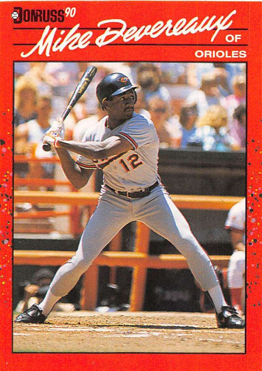 1990 Donruss Baseball  #282 Mike Devereaux  Baltimore Orioles  Image 1