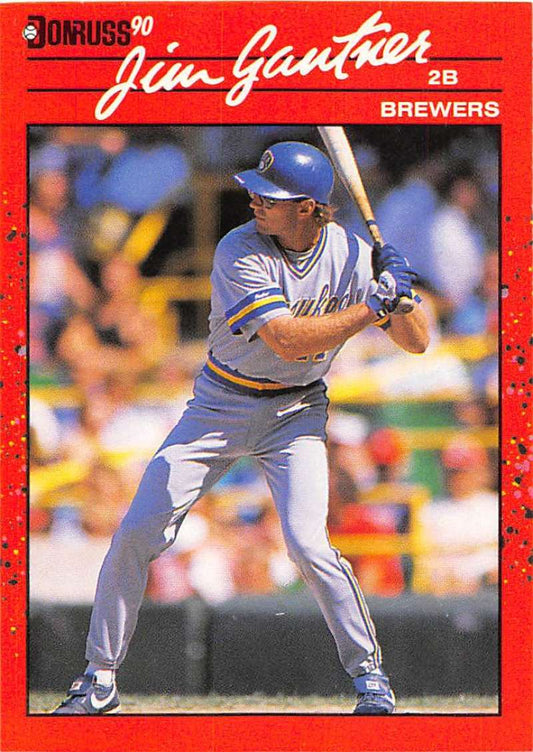 1990 Donruss Baseball  #291 Jim Gantner  Milwaukee Brewers  Image 1