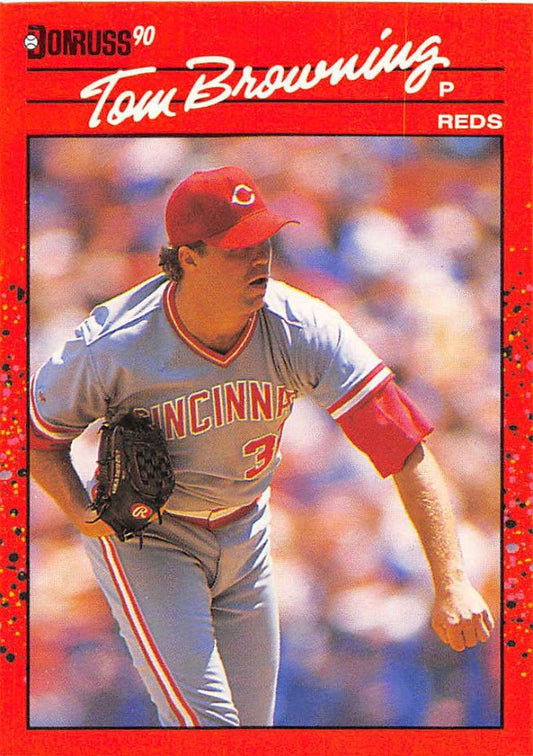 1990 Donruss Baseball  #308 Tom Browning  Cincinnati Reds  Image 1